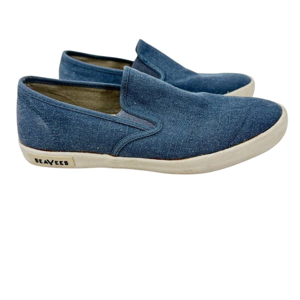 SeaVees Baja women's 7.5 standard blue linen slip on sneakers shoes 7.5